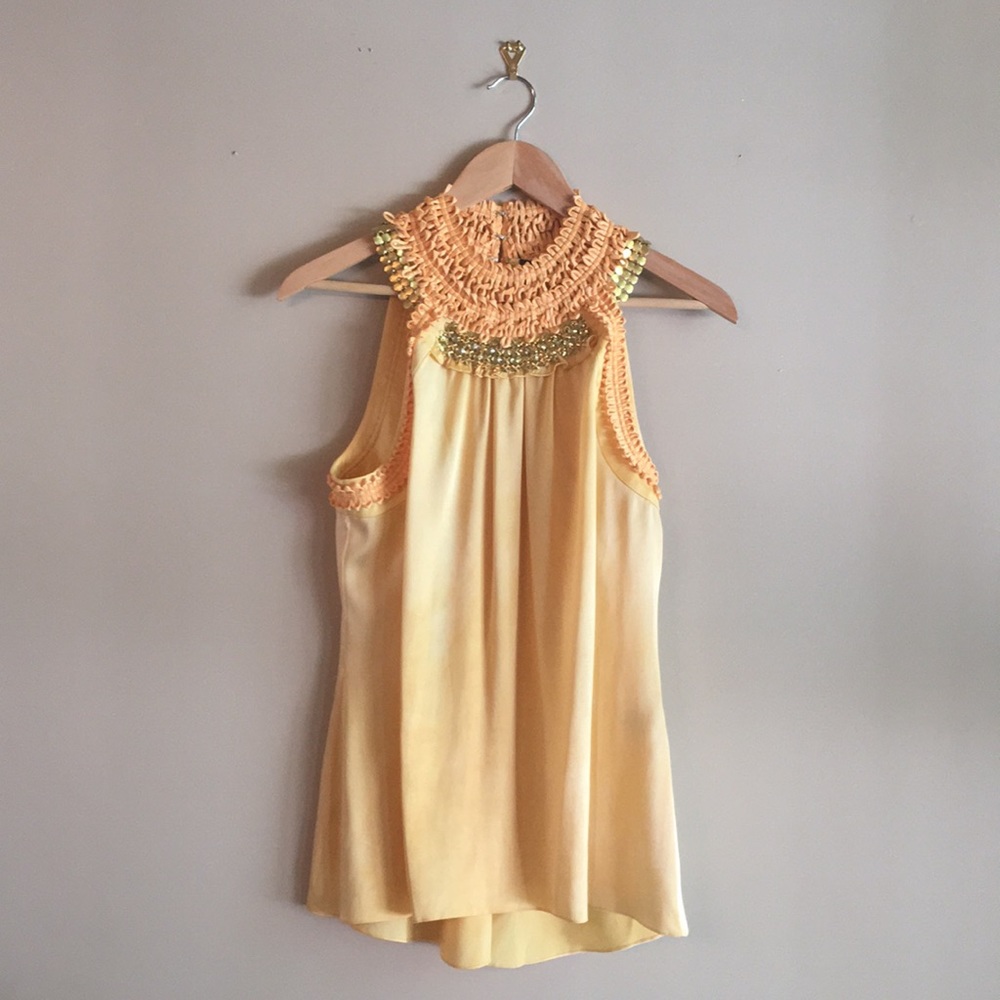 Elie Tahari embellished silk top M